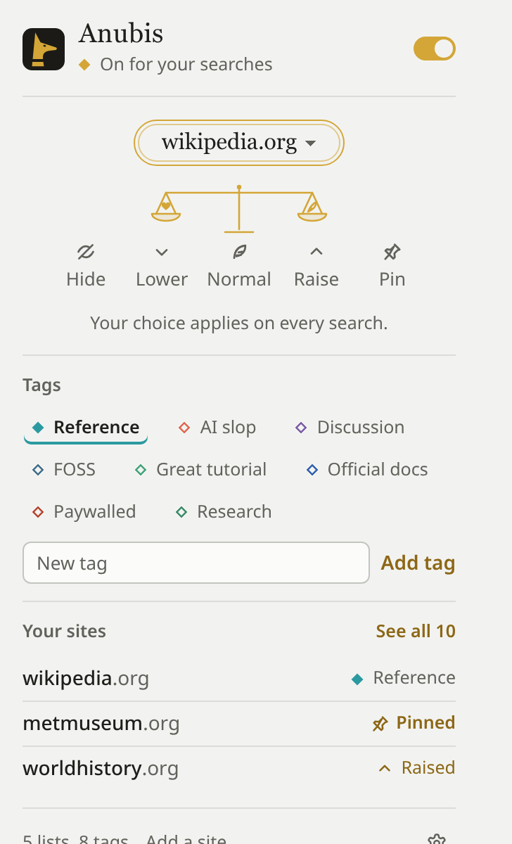 The toolbar popup on wikipedia.org: the Reference tag is selected and underlined among the site's tags
